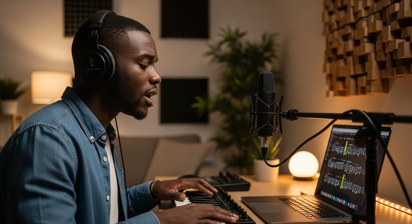 Someone learning music on an engaging platform