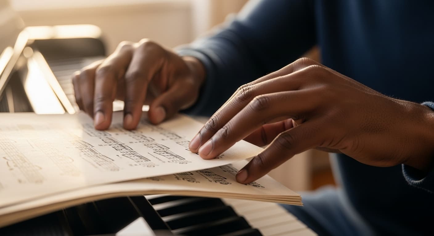 Someone learning music on an engaging platform